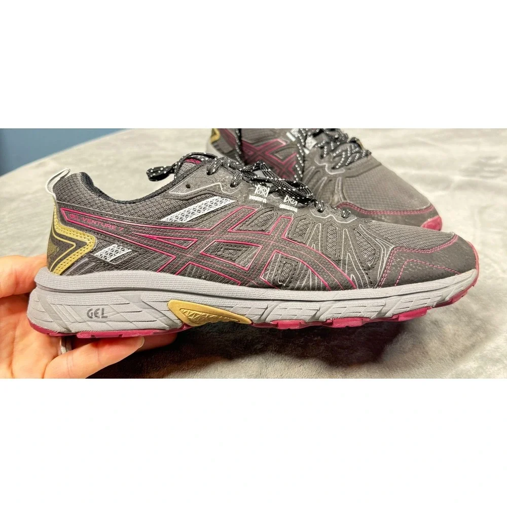 Asics Gel Venture 7 Shoes Womens 9.5 Gray Pink Trail Running Sneakers